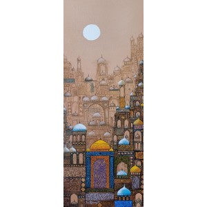 Javed Qamar, 12 x 30 inch, Acrylic on Canvas, Calligraphy Painting, AC-JQ-224